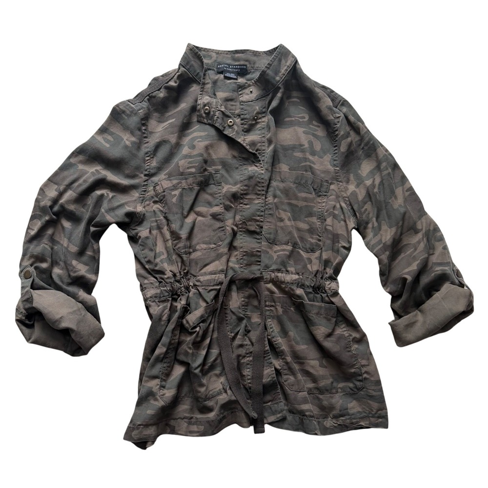 Sanctuary Social Standard Camo Utility Jacket Womens XXL‎ Drawstring Pockets